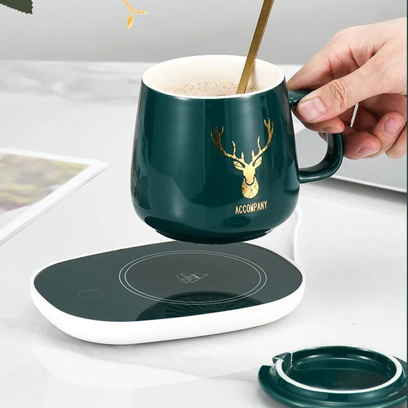 Electric Smart Thermostatic Coaster Suitable for Home and Office Suitable for Hot Coffee Tea Milk Water Portable and Waterproof Qme