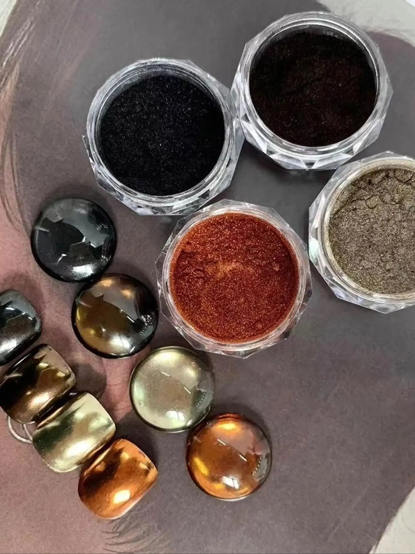 Metallic Magic Mirror Chrome Nail Art Powder Autumn Winter Brown Qme
