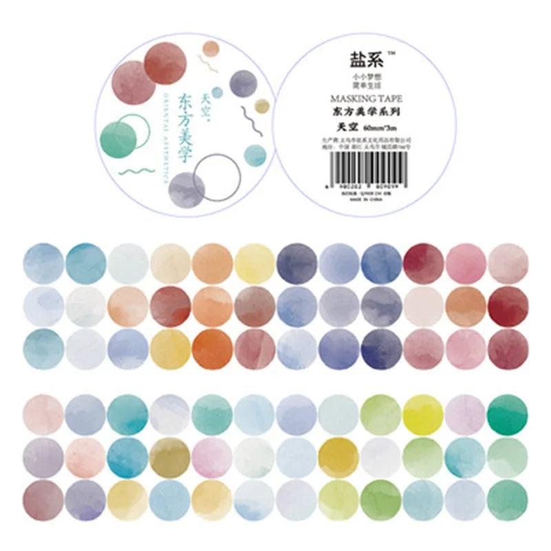 1 roll Watercolor Polka Dot Sticker Junk Journaling Accessories Scrapbooking DIY Color Label Washi Sticker Stationery Suit Qme A