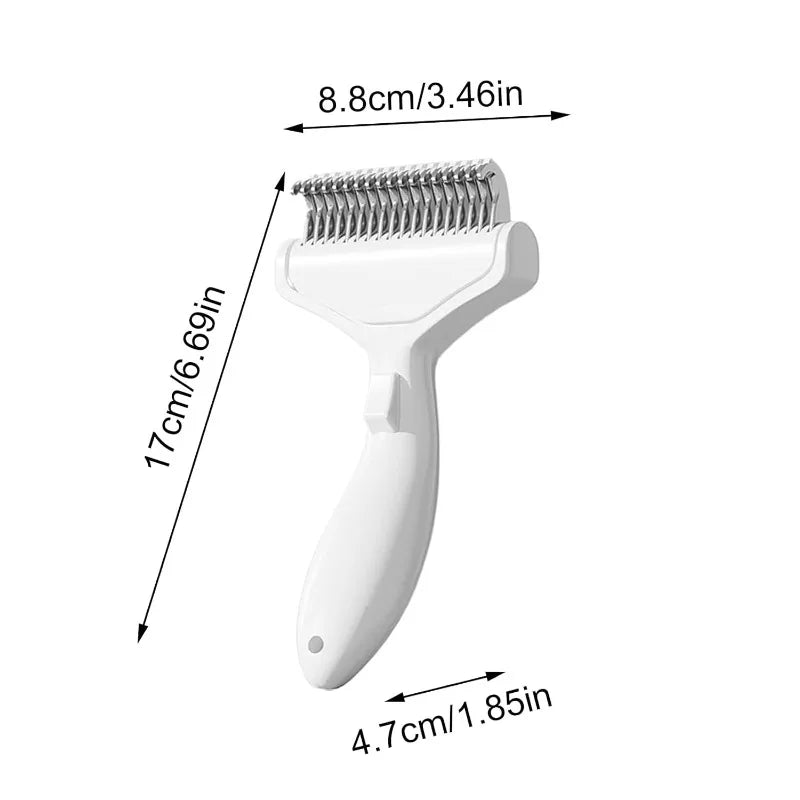 Pet Hair Removal Comb Curved Stainless Steel Teeth Dogs Cats Qme