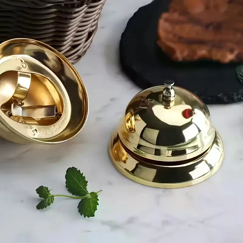 Vintage Metal Service Bell Counter Desk Bell For Restaurant, Hotel, Game Show, Coffee Shop Multifunctional Portable Hand Bell Qme