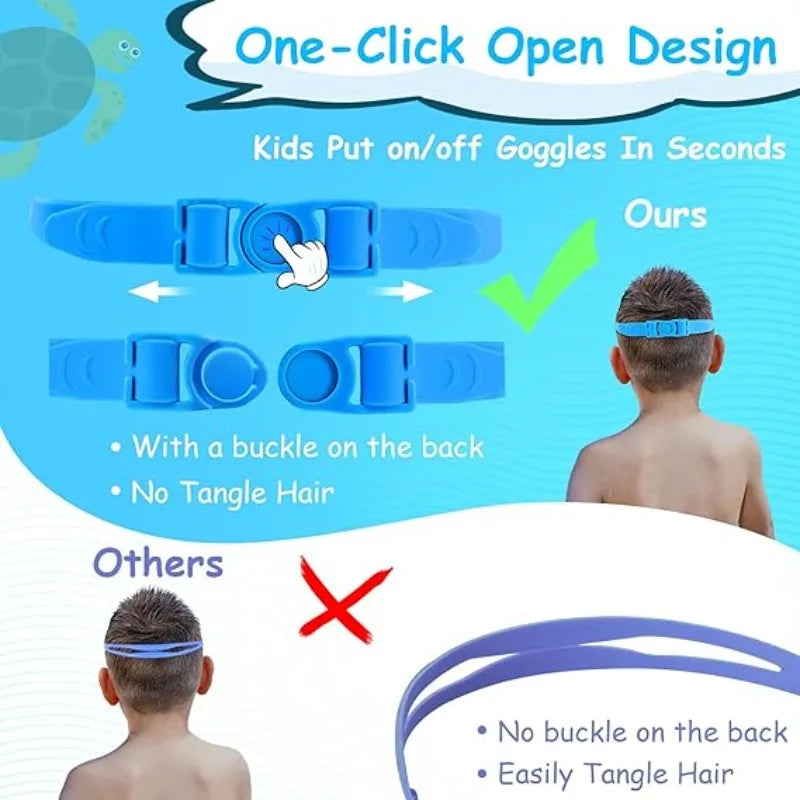 Anti-fog Kids Swim Goggles Large Frame UV Protection Silicone No Qme