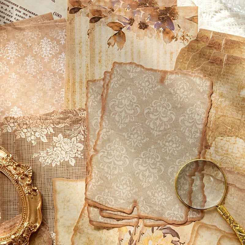Vintage Dyeing Floral Paper, Gentle Breeze Series, Scrapbook & Journal Background Paper, Creative Material for Handmade Collage Qme
