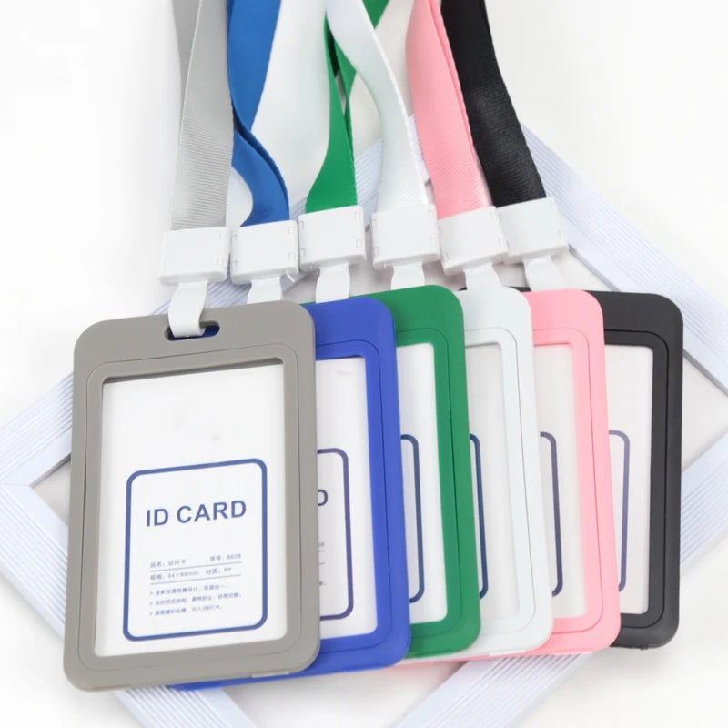 Card Holder ID Sleeve Credit Cover Bus Case Credential Badge Lanyard Qme