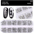 12Grids Mixed Semi-circular Pearl Gold Silver Nail Charms Decor Qme A3