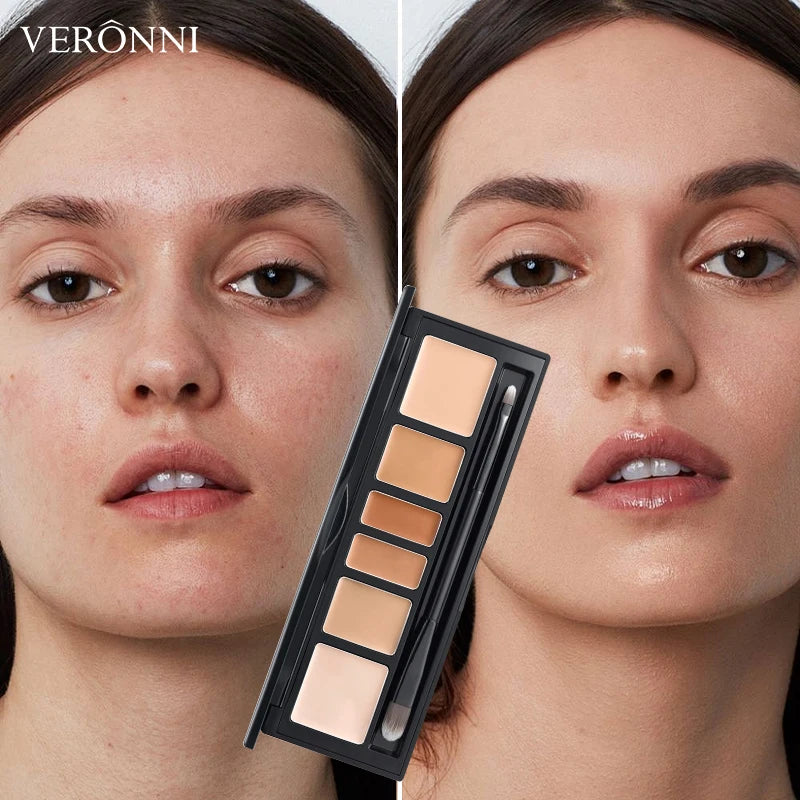 VERONNI 6 Colors Concealer Palette Full Coverage Waterproof Long Qme