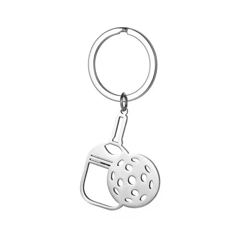 Pickleball Racket Keychain Pendant Team Sports Player Fans Stainless Steel Jewelry Women Men Gifts Qme 03