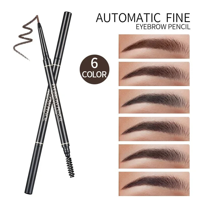 1.5mm Fine Eyebrow Pencil with Double Head Automatic Rotation, One Line Eyebrow Pencil Waterproof and Makeup Free Makeup Pen Qme