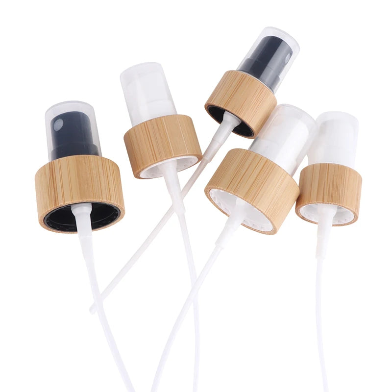 Bamboo Plastic Skincare Packaging Bottle Pump Lids Eco Friendly Qme