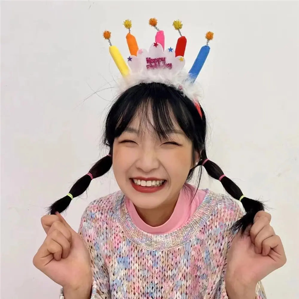 Decor Children Happy Birthday Headwear Crown Candle Hairband Hair Qme