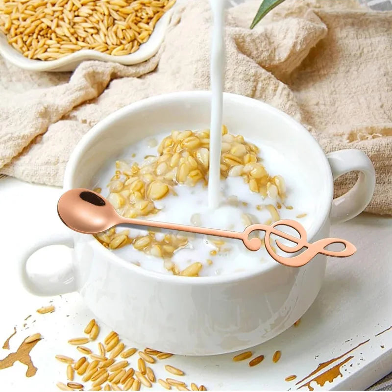 Creative Musical Note Coffee Spoon Stainless Steel Stirring Spoon Ice Cream Dessert Teaspoon Unique Kitchen Tableware Accessory Qme