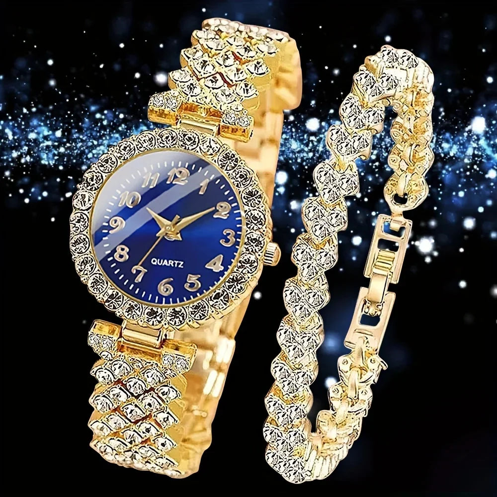 2pcs Temperament Baita Quartz Watch Female Explosive Fashion Short Video Female Lead PCS Jewelry Gift Set Qme