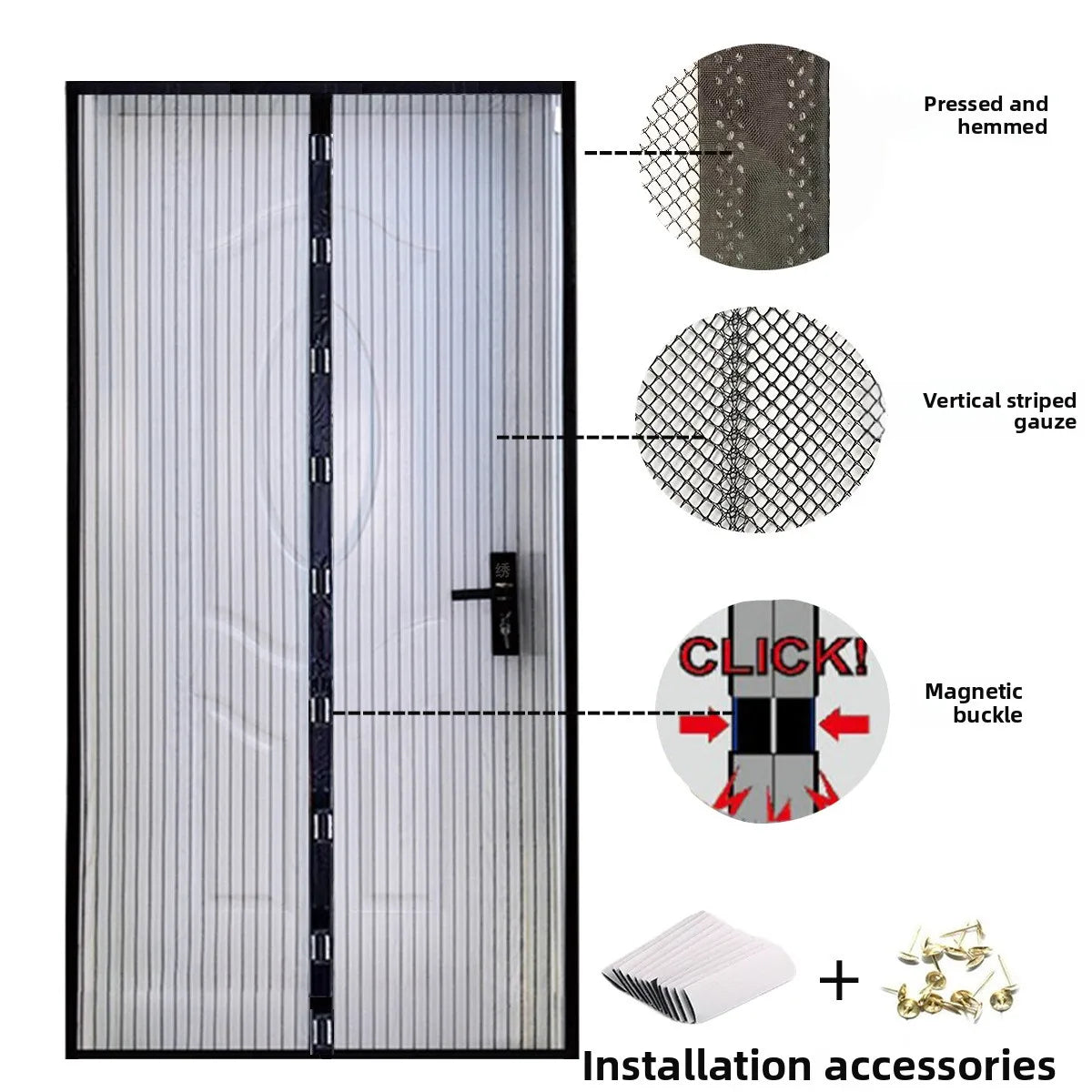 Fashion 2-Piece Magnetic Screen Door Self-Closing Mesh Curtain,Anti-Mosquito Breathable Net Home Bedroom Kitchen Balcony Door Qme
