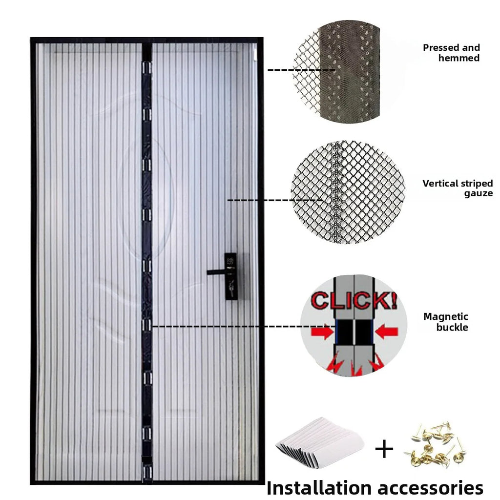 2-Piece Magnetic Screen Door Self-Closing Mesh Curtain, Anti-Mosquito Breathable Net for Home Bedroom Kitchen Balcony Door Qme