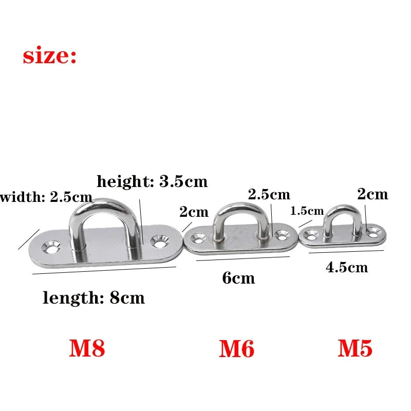 304-M6 M5 M8 Oval Eye Board Marine Deck Buckle Staple Boat Shade Sail Mounting Fastening Set - 304 Marine Grade Stainless Steel Qme