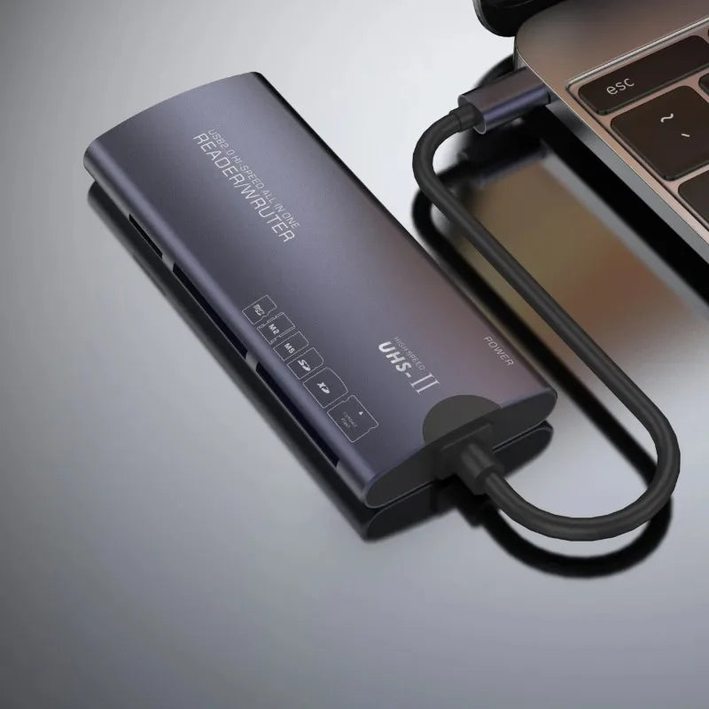 Usb High-speed Ms Multi-functional Cf Card Reader, Sd Aluminum Alloy Tf Computer Six-in-one Xd Card Reader Qme