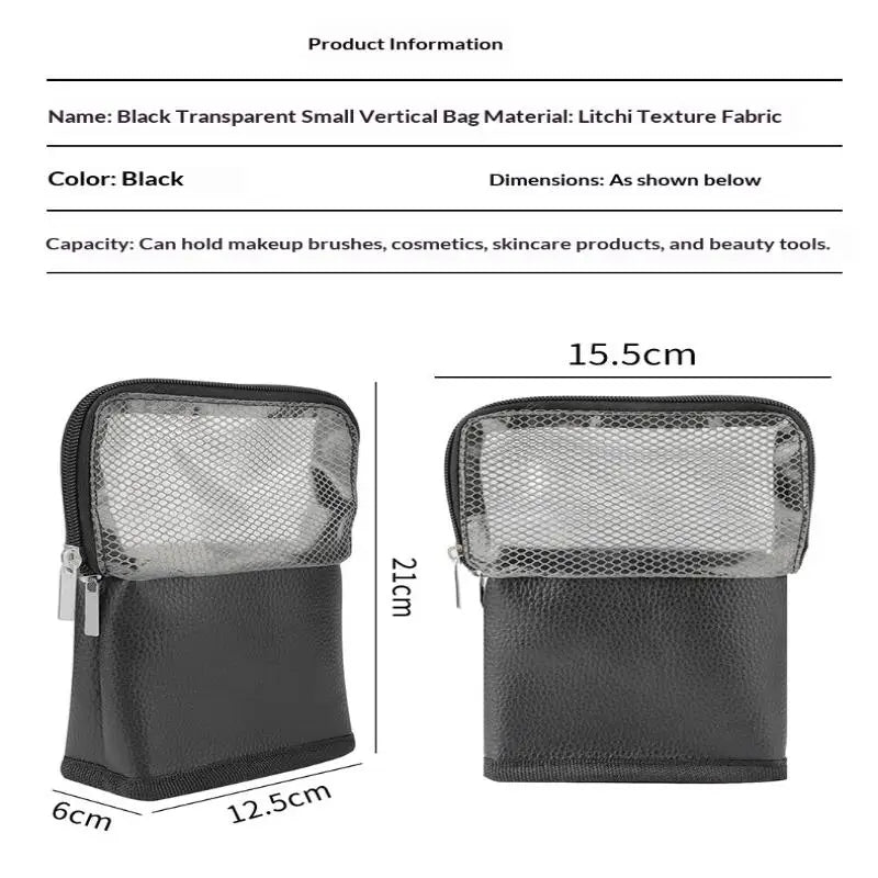 1Pcs Net Zipper Makeup Bag Stand-up Foldable Cosmetic Tool Bags Toiletry Bag Makeup Brush Case Makeup Tools Holder Cosmetic Bag Qme black