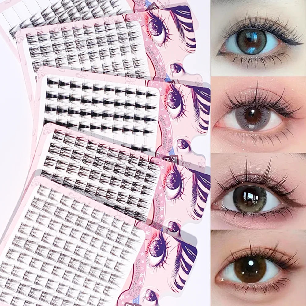 Easy 3-Step 3D Cluster False Eyelashes Natural Wispy Look Qme