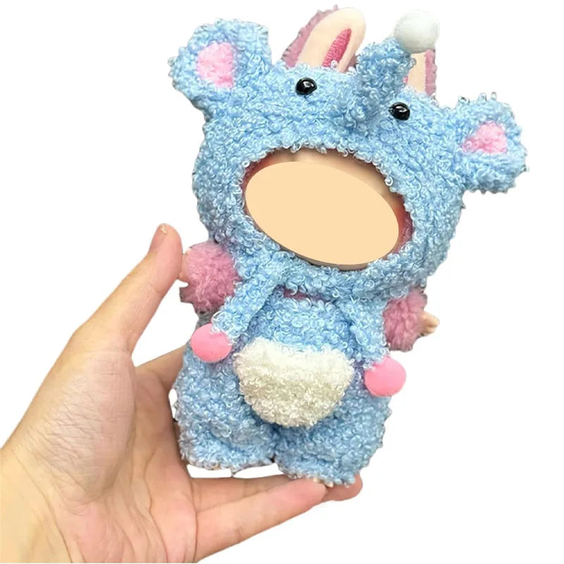 Labubu and any 10-17cm doll animal doll clothing, 17cm doll crochet cloth set, fashionable and cute doll clothing accessories Qme SKY BLUE