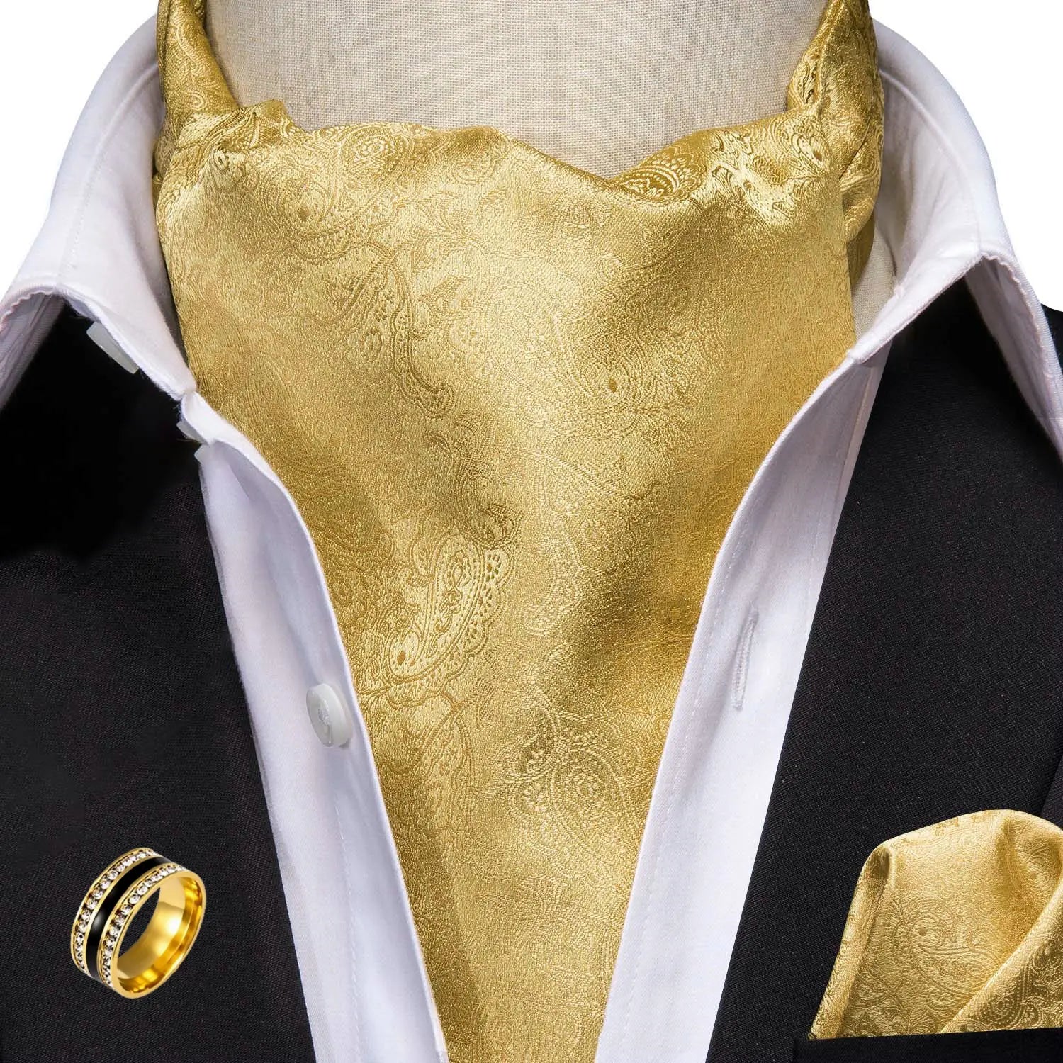 Ascot Tie Classic Cravat Pocket Square Decorative Ring Fashion Men's Qme AS-1006-JZ0020