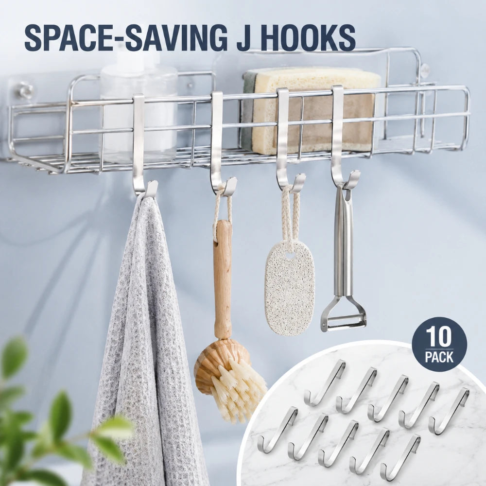 Household Multi-purpose J Shaped Metal Clip Hooks 5/10/20Pcs Anti-rust Hanging Hooks For Wire Racks Sink Grate Organizing Qme