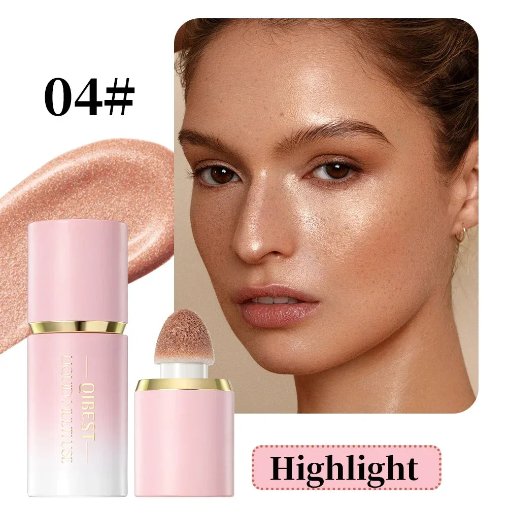 Qibest Liquid Contouring Makeup Contours Brightens Skin Tone Breathes and Enhances Facial Three-Dimensional Blusher Highlighter Qme 04