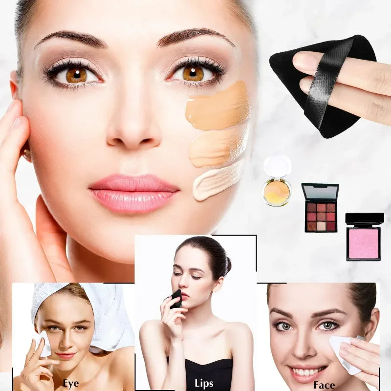 Triangle Velvet Powder Puff Wet Dry Loose Powder Liquid Cosmetic Soft Plush Powder Puff Makeup Foundation Washable Makeup Tool Qme