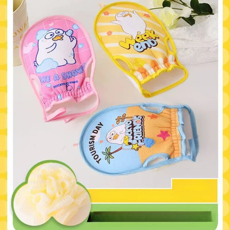Kuroomi Bath Sponge Home Scrubber Back Strap Gentle Scrubbing Cute Qme