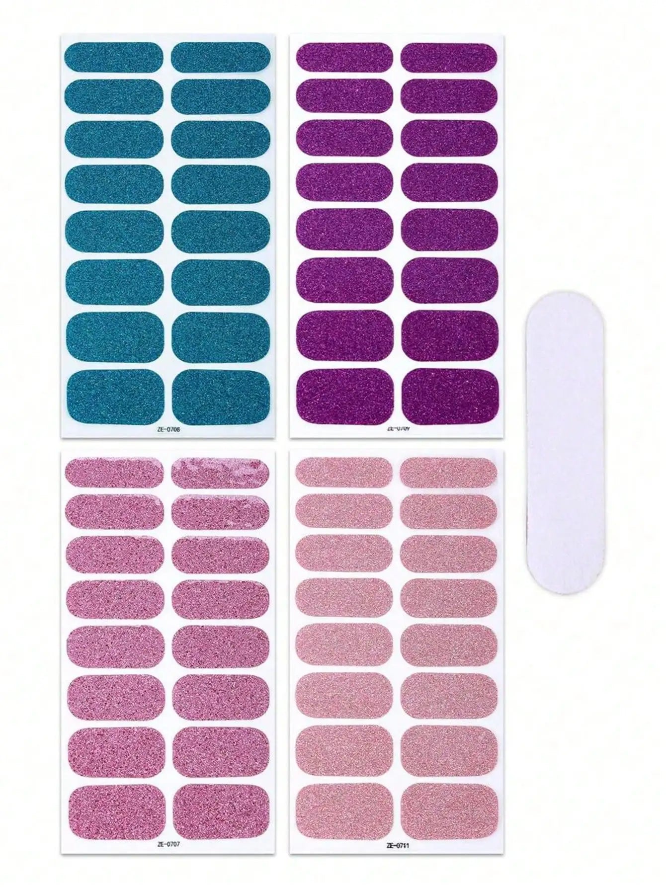 Beauty Sticker Nail Full Wraps Polish Strips Winter Pink Glitter Qme 4pcs