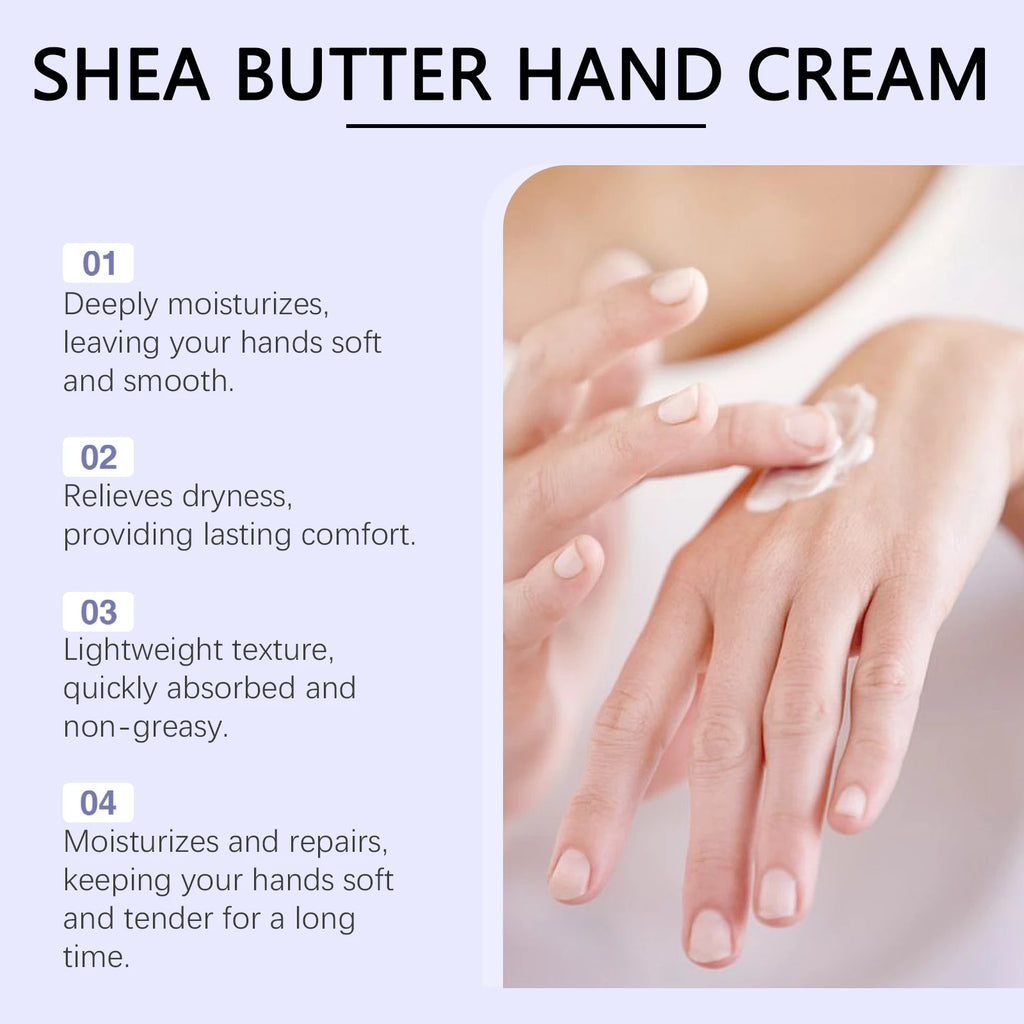 Shea Butter Hand Cream Nourishing Care Deep Hydration Anti Cracking Fast Absorbing Non-Greasy Winter Moisturizing Hand Cream Qme