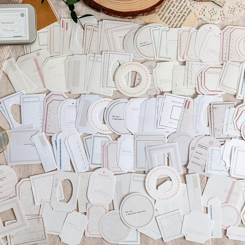 150 pcs Lron box labels Sticky note paper base border color collage message memo Decorative Wild Retro INS Style Craft Supplies Qme