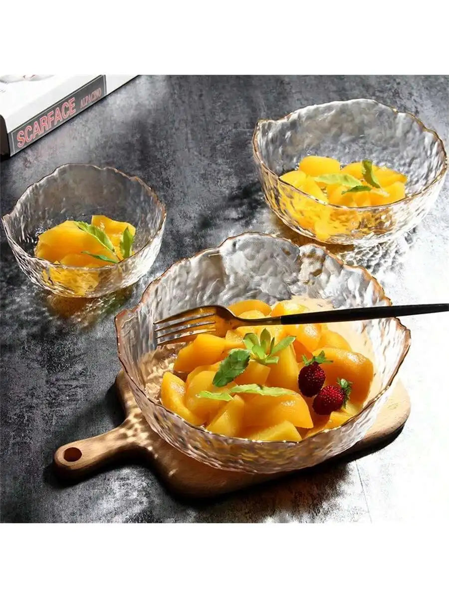Thickened Glass Salad Bowl Light Luxury Fruit Vegetable Dessert Cold Qme