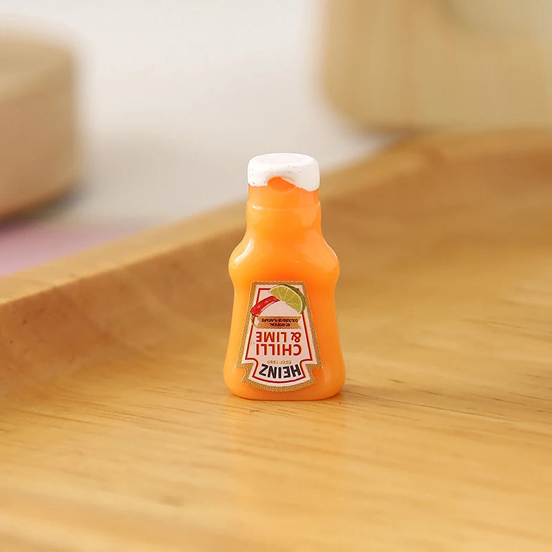 Dollhouse Miniature Strawberry Sauce Jam Jar Mini Kitchen Food Qme Orange