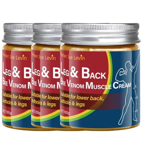 Leg & Back Bee Venom Muscle Cream for Lower Back, Buttocks & Legs - Moisturizing, Protective Formula for Elastic Skin. Qme Red 100g