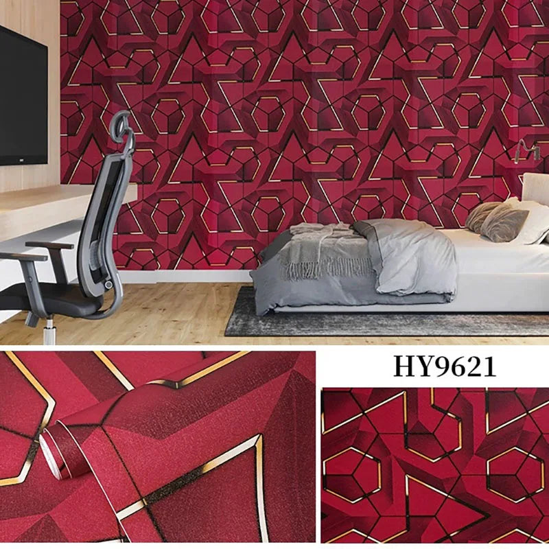 45cm Geometric Self-Adhesive Wallpaper Decoration Waterproof and Stain Resistant Ins Style Bedroom E-Sports Room Wallpaper Qme C 45cmx20m