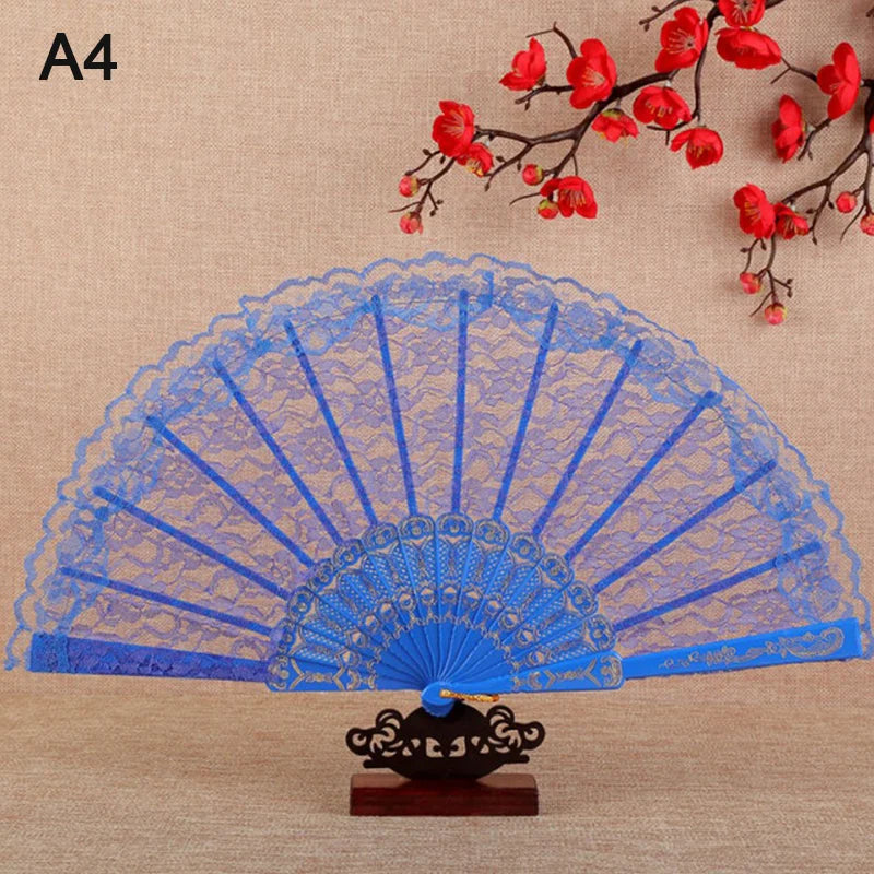 Japanese Pattern Art Craft Decor Vintage Lace Folding Fan Chinese Qme A4