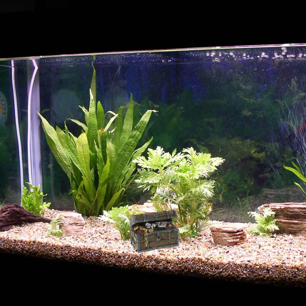 Simulated Resin Treasure Chest Aquarium Decoration Fish Tank Landscape Ornamental Resin Craft Artificial Decor Qme