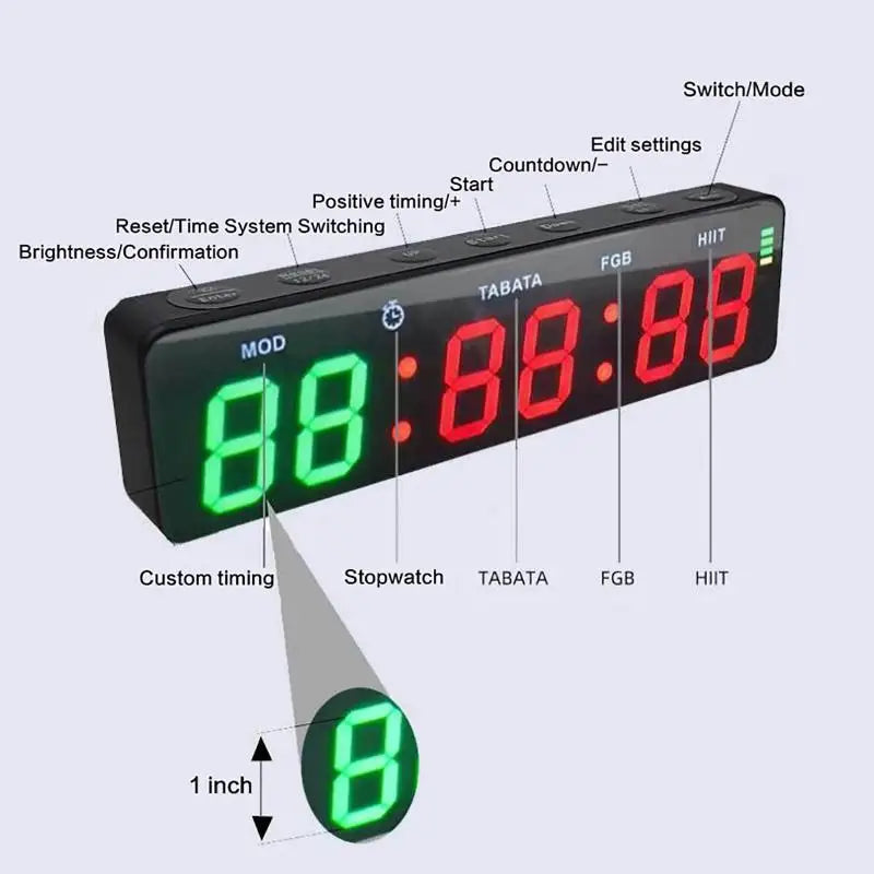 Ultimate Gym Stopwatch for HIIT & Boxing - Rechargeable Digital Timer with Magnetic Back - Perfect Training Companion Qme