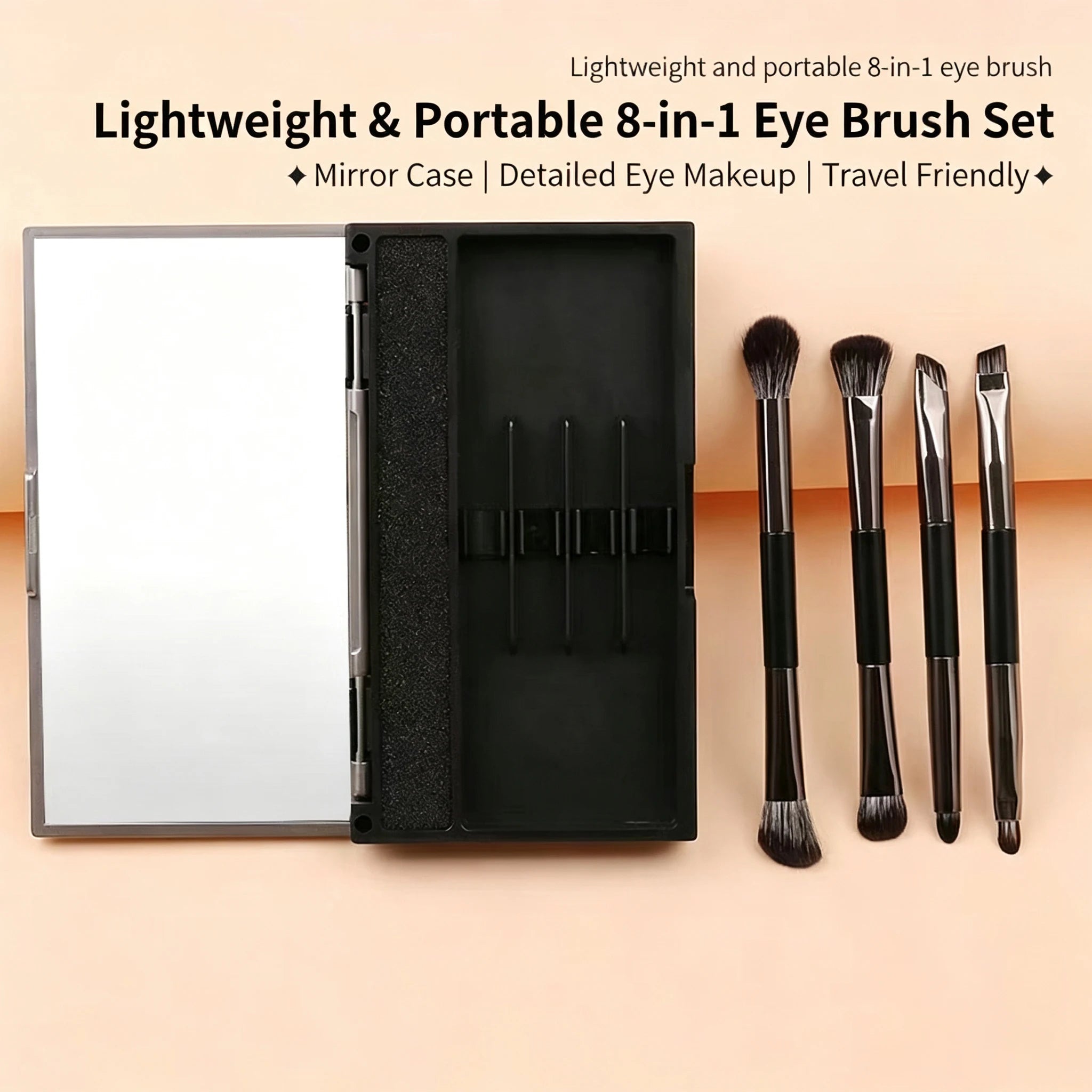 4-piece Double-headed Eye Shadow Brush Mirror Portable Nose Concealer Qme