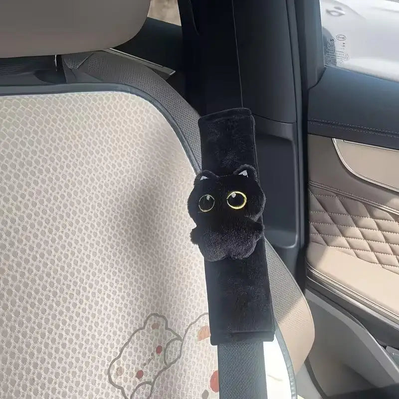 Black Cat Plush Car Seatbelt Shoulder Pad Soft Safety Strap Protector Qme