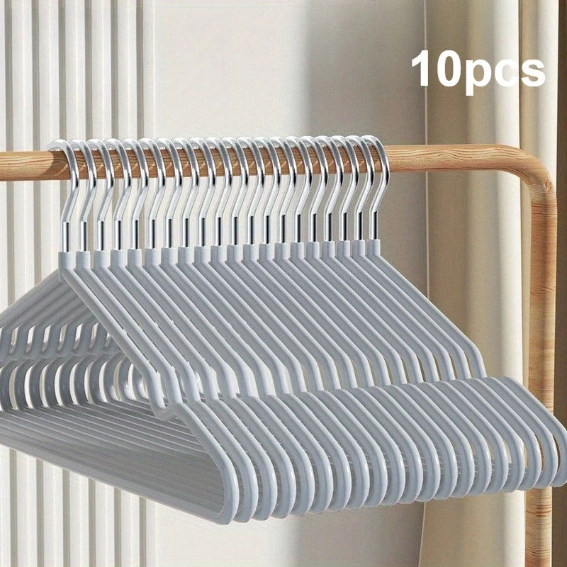 Non-Slip Plastic Clothes Hangers - Space Saving Hangers With Shoulder Grooves Qme Grey 10pcs