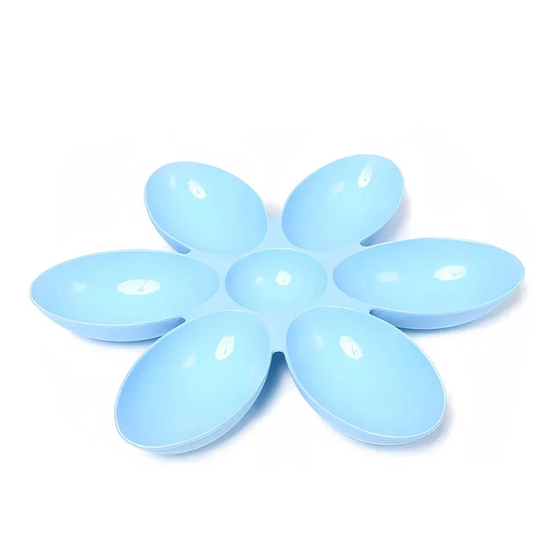 Multi Functional Cat Dog Food Bowl Upgrade Pet Lunch Time Petal Baby Qme Blue one size