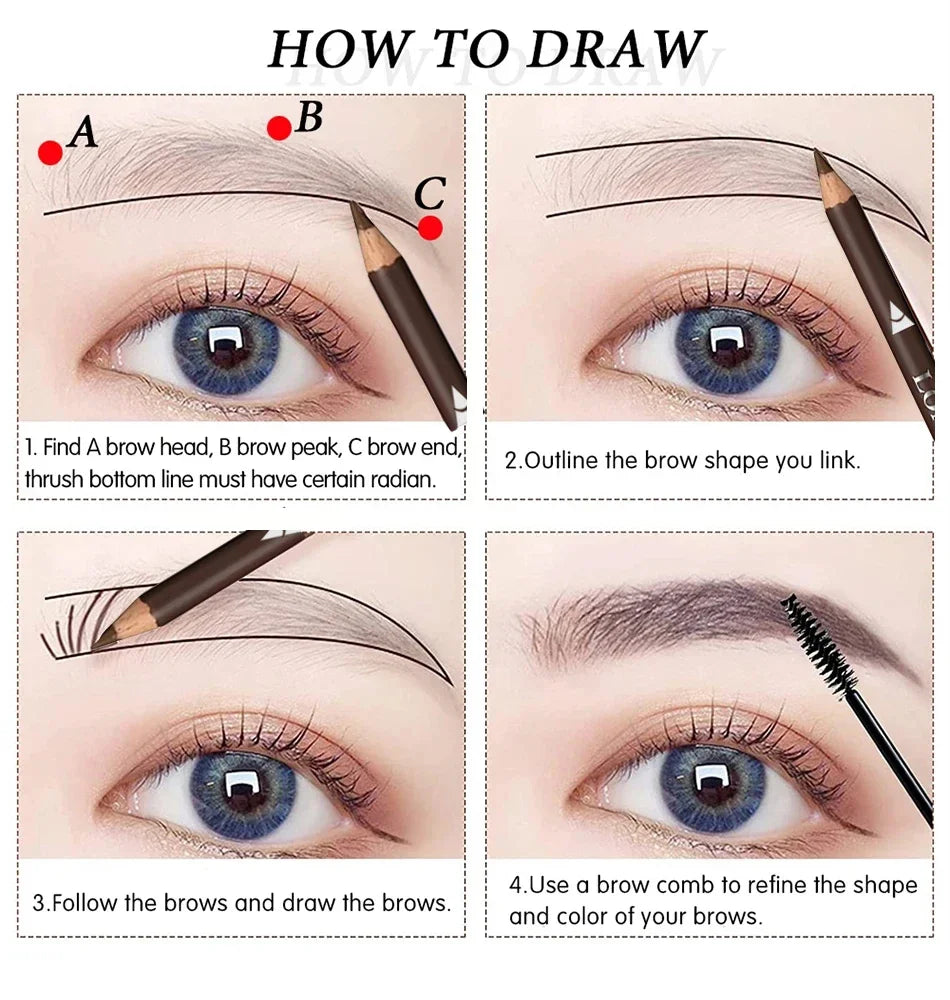 6/12Pcs Eye Brow Pencil Waterproof Professional Women Eye Makeup Pen Easy Color Natural Black Brown Cosmetic Beauty Eyebrow Tool Qme