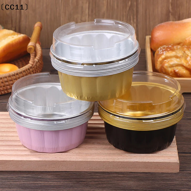 Aluminum Foil Cake Container Pans Liners Lids Heat-resistant Baking Qme