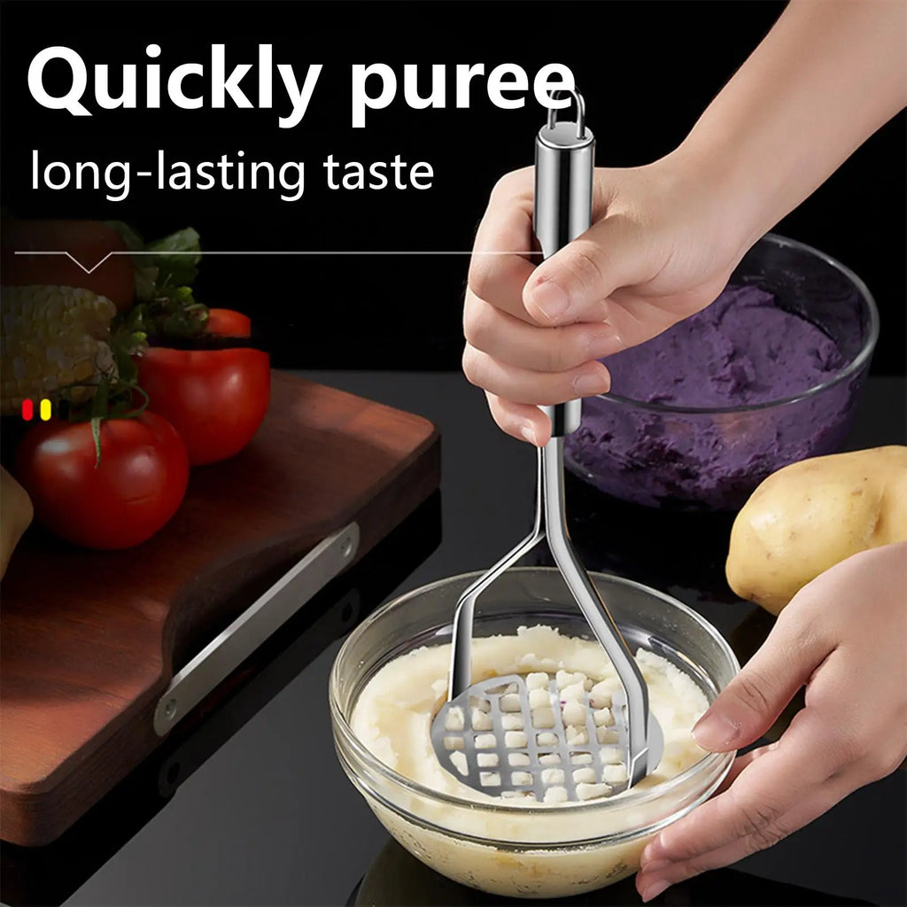 1pcs Potato Press Stainless Steel Kitchen Potato Masher Tool Kitchen Tools for Cooking Pureeing Vegetable Fruit Bean Restaurant Qme