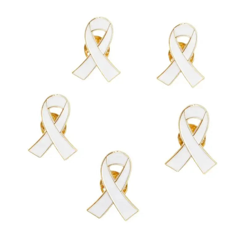 1/5/10Pcs Black White Ribbon Brooch Funerals Memorial Pin For Woman Men Metal Ribbon Mourning Badge Suit Dress Shirt Accessories Qme A5