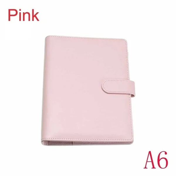 New Vintage Refillable Notebook File Folder Notepad Cover Leather Ring Binder Office Supplies Qme A6 Pink