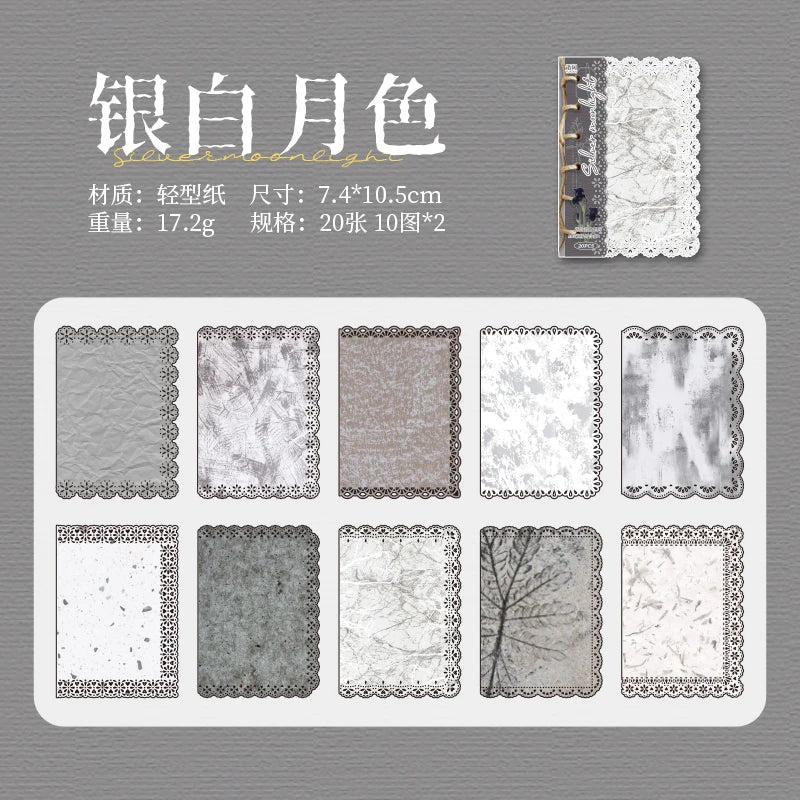 20 sheets Ins Lace Memo Material Book Decorative Paper Creative Collage Junk Journal DIY Scrapbooking Aesthetic Craft Paper Qme D