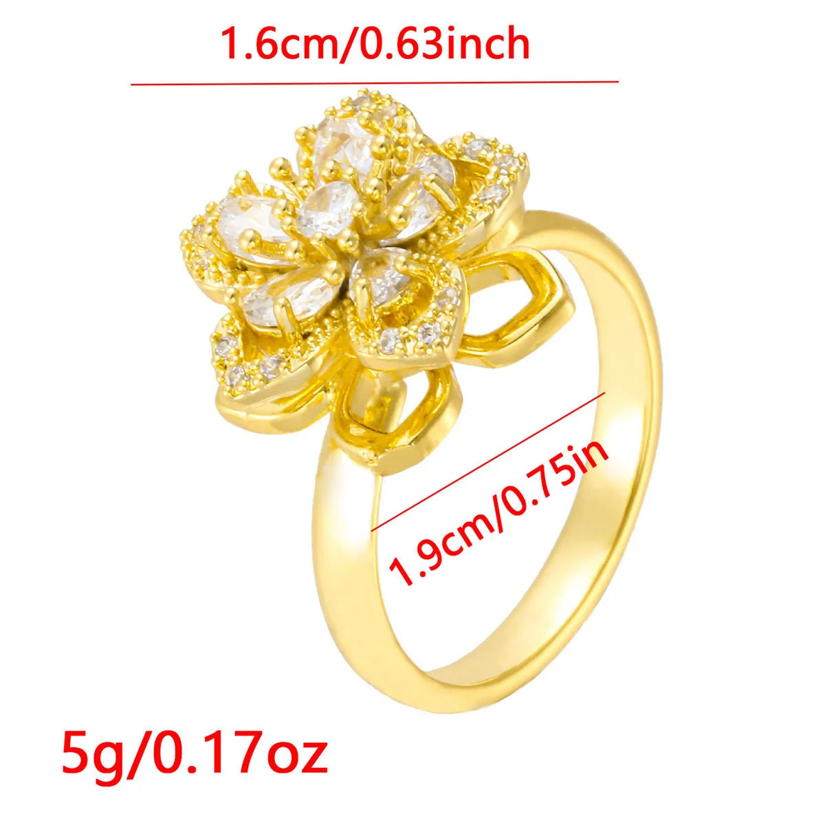 Luxury Rotating Animal Rings Women Spinner Fidgets Cute Flower Heart