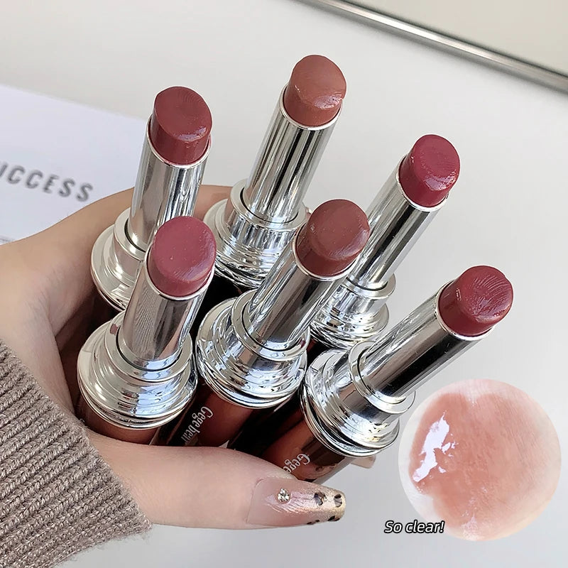 Glossy Mirror Lipstick Gege Bear Red Brown Shade Moisturizing Qme